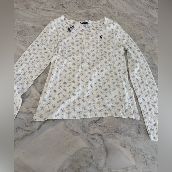 🌸NWT Polo by Ralph Lauren 100% cotton floral white and Blue pj set Large - Picture 4 of 7